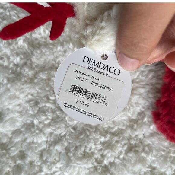 Demdaco Reindeer Cozie Lovey Rattle Plush Baby Security Blanket Red NEW LAST ONE - Picture 7 of 8